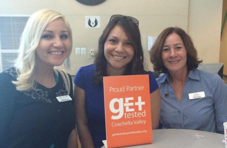 HARC is a proud partner of Get Tested Coachella Valley! From left to right: Dr. Casey Leier, Director of Research; Teresa Segovia, former Research Associate; Theresa Sama, Executive Assistant