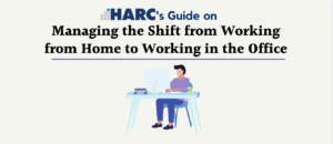 Image for infographic titled "Managing the Shift form Working from Home to Working in the Office"